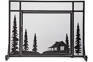 Rustic Fireplace Screen – Cabin Flatguard Black