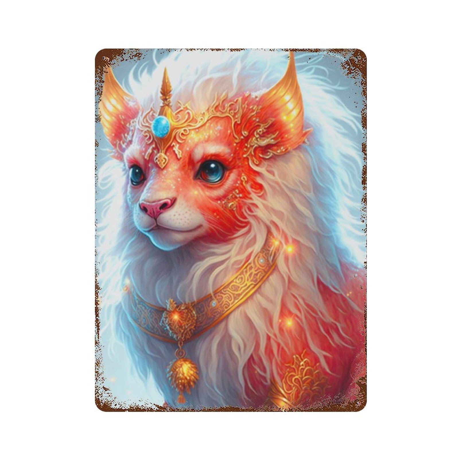 Fantasy Creature Art Print Vintage Metal Tin Sign 15.7"x11.8", Ideal for Living Room, Hallway And Home Decor