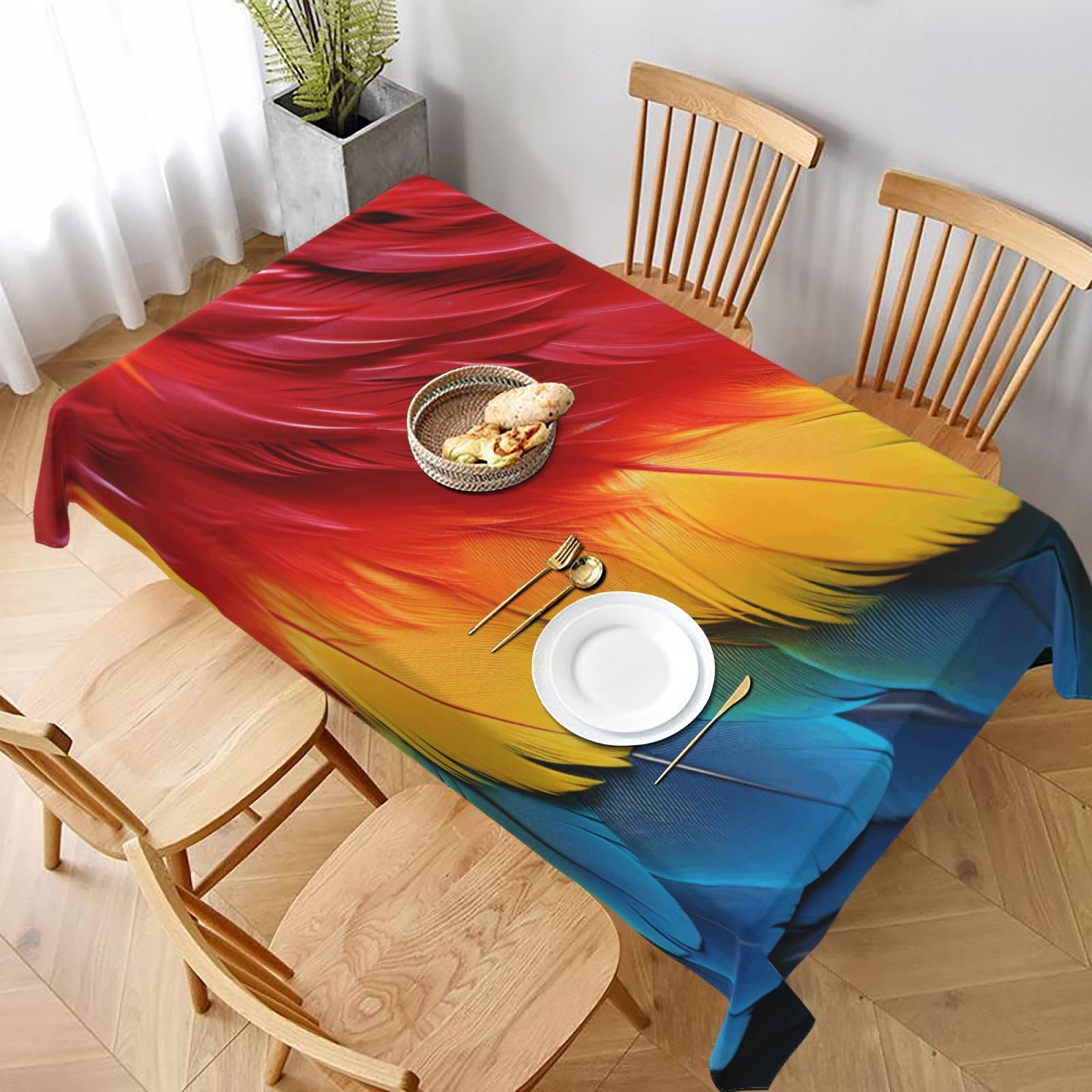Table Cloths for Rectangle Tables 152x228 cm Waterproof Farmhouse Table Cloth Fantastic Parrot Feather Tablecloths Washable Wrinkle Free Table Cover for Dining Table Weddings Events Party Buffet