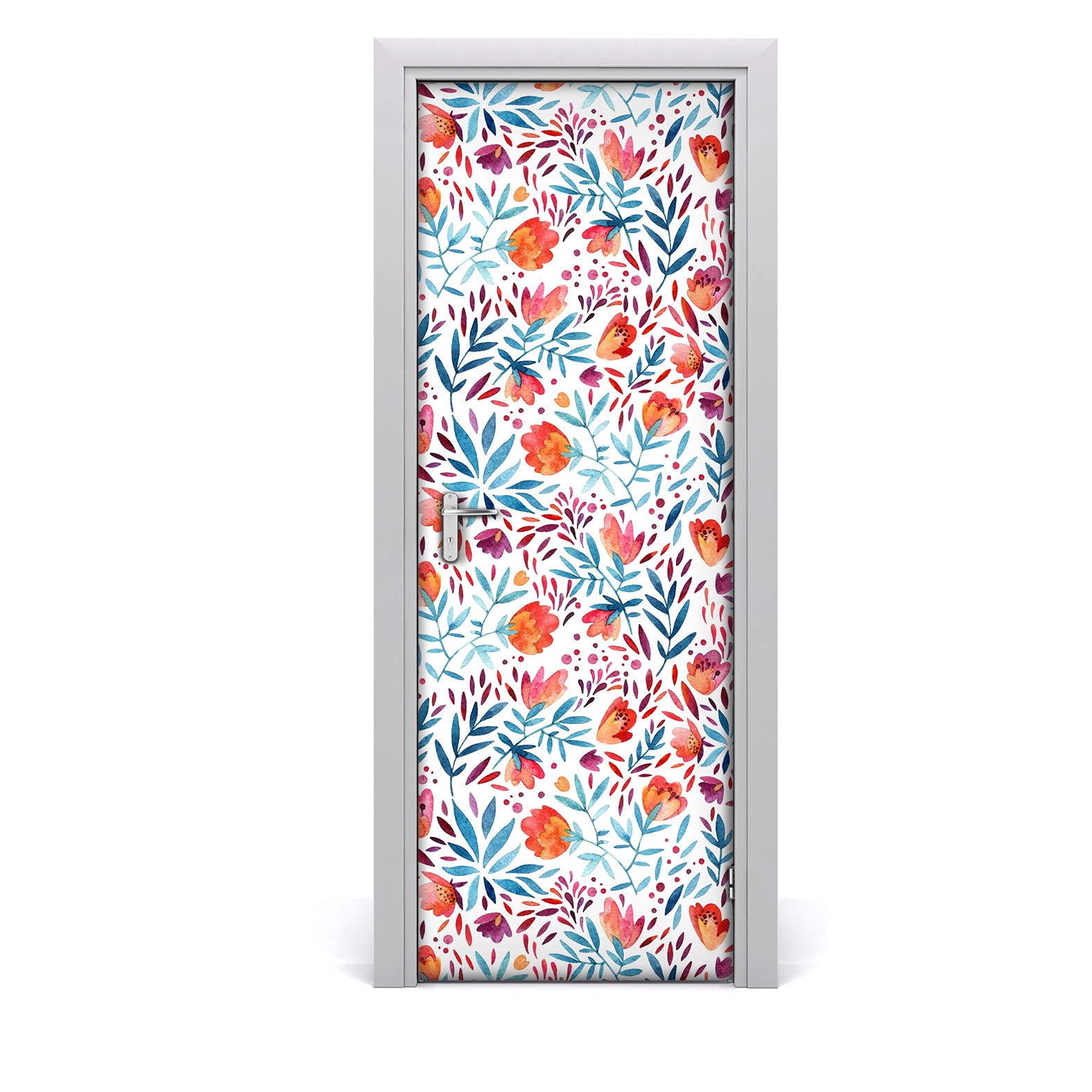 Papier peint sur la porte imperméable à motif pavot rétro décoration Magic-Stick durable