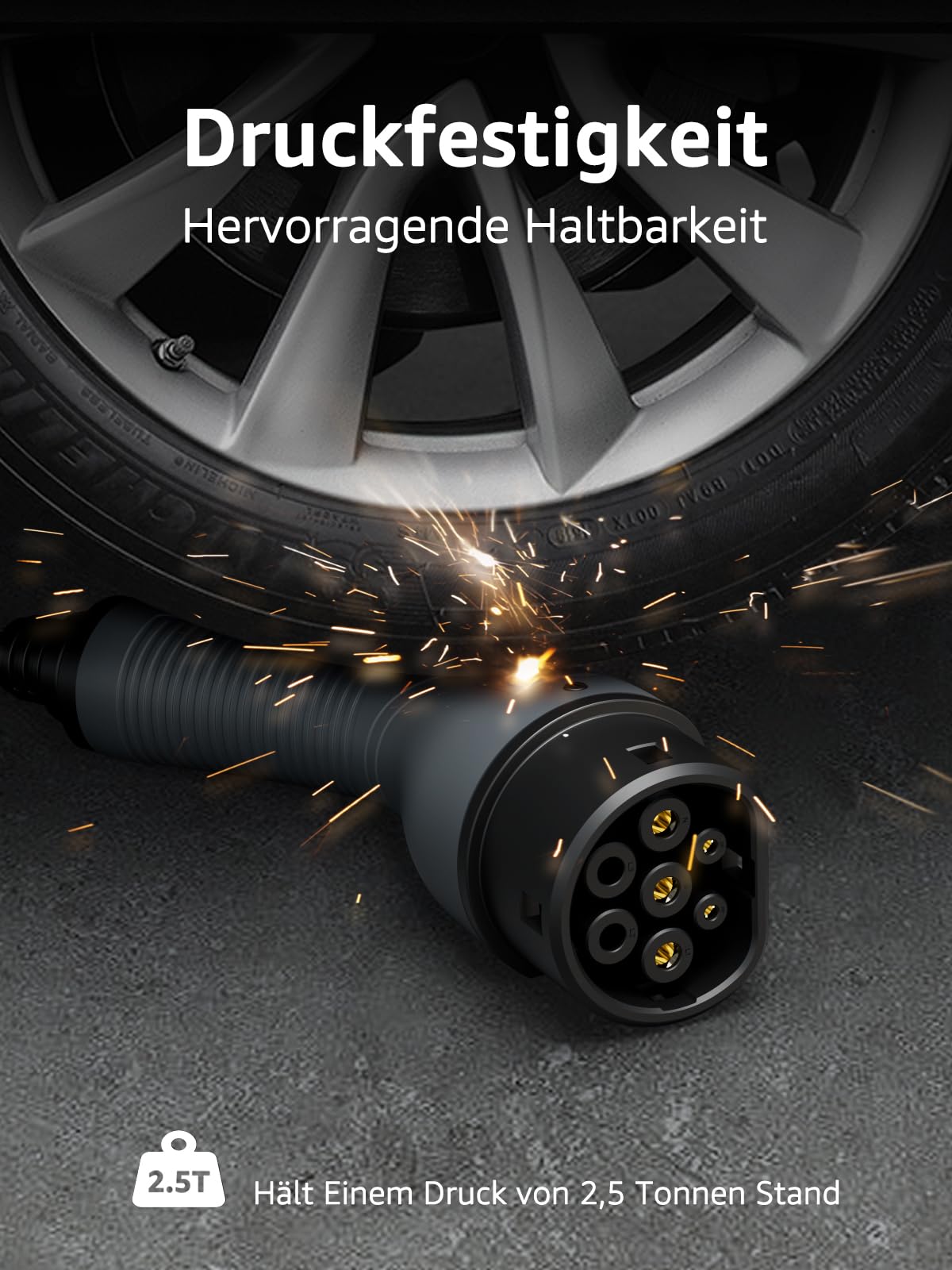 bokman Typ 2 Ladekabel, Modus 3 / 16A / 11 kW / 3-Phasig / 5 Meter, Typ 2 auf Typ 2 EV Ladekabel für Elektroauto mit Tragetasche und Mikrofasertuch