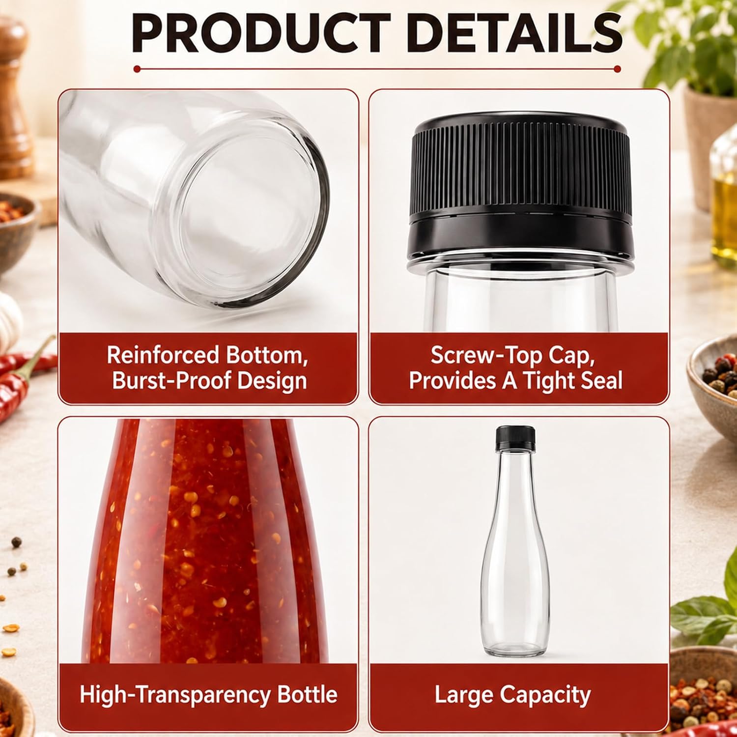 30 Pcs 8.5oz Plastic Hot Sauce Bottles with Leak Proof Caps