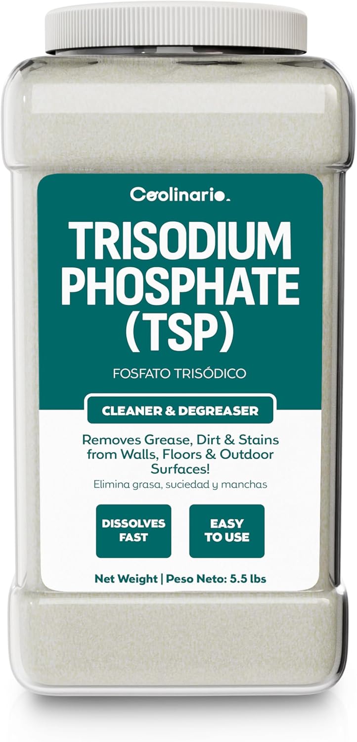 Trisodium Phosphate - TSP Cleaner - 1 Gal (5.5 lbs) Heavy-Duty Cleaner & Degreaser for Walls, Floors & Outdoor Surfaces | Removes Grease, Dirt & Stains | Ideal for Home & Industrial Use