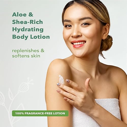 Miniatura 4 de Nourish Organic Loción corporal, sin perfume, loción corporal hidratante para piel seca con aloe vera orgánico certificado, manteca de karité,
