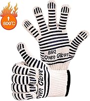 Vista 2 de CZSYZCZS Guantes de horno resistentes al calor extremo - 932F - Guantes de cocina para barbacoa, parrilla, horneado, corte, chimenea para ahumar