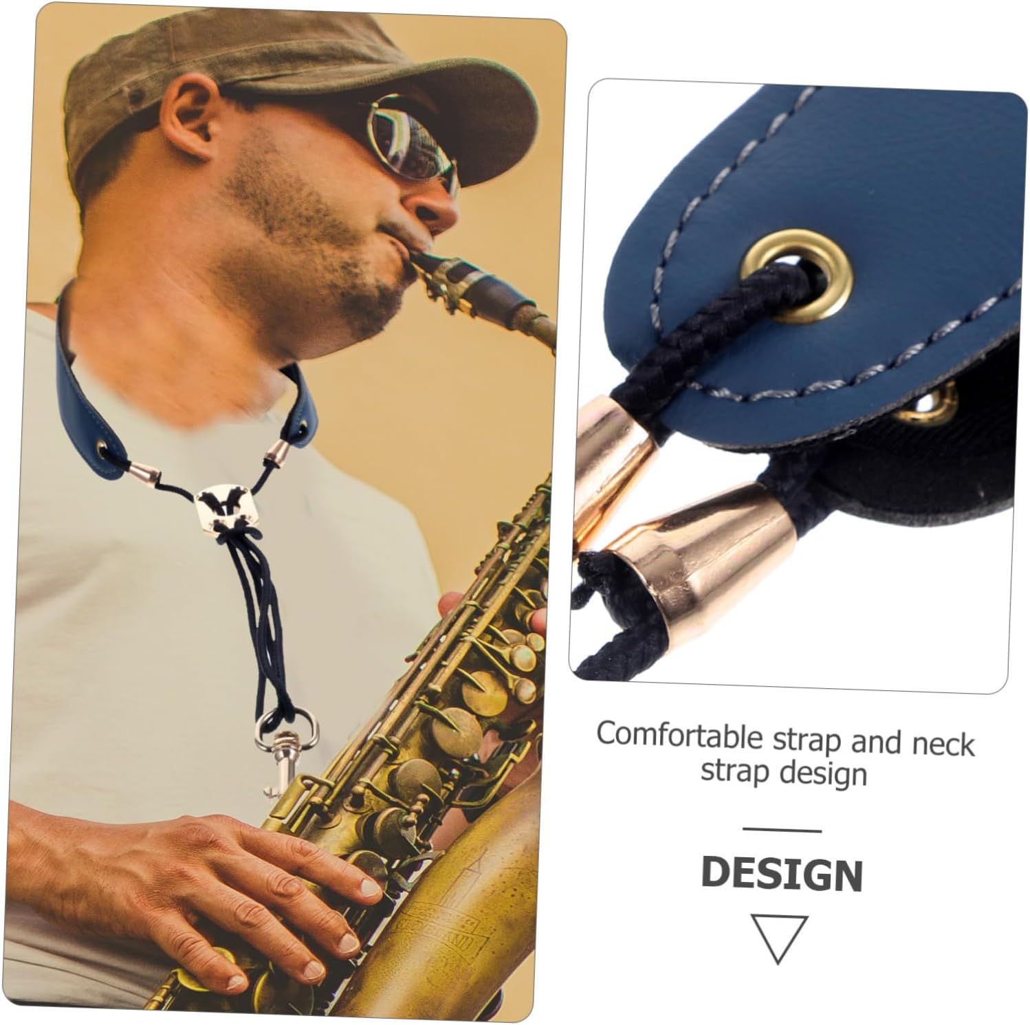 Adjustable Saxophone Neck Strap Replacement for Alto Tenor Soprano Sax Clarinet Multi Functional Hanging Strap with Stylish Blue Design Compatible with Oboe and Various Woodwinds