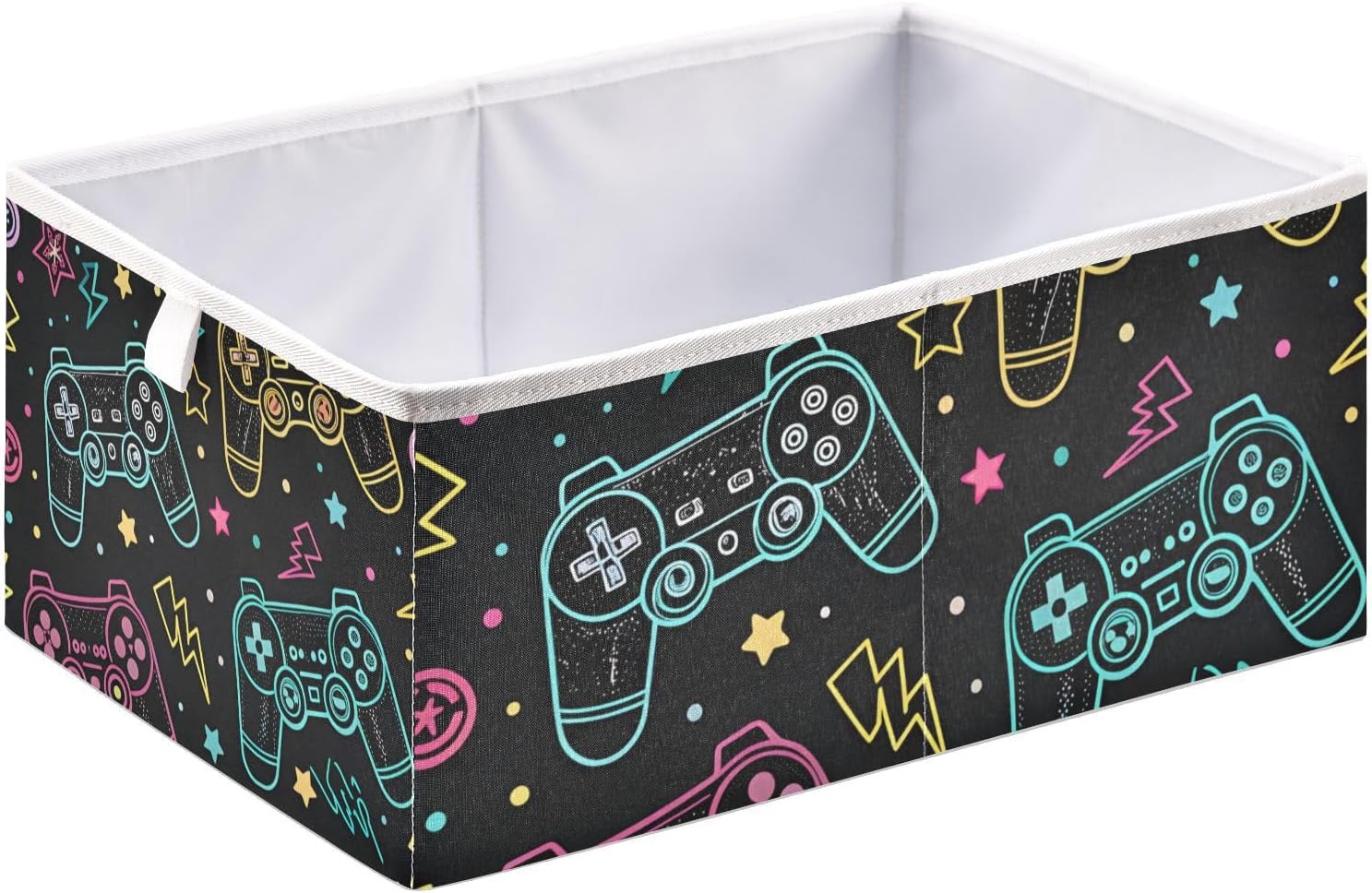 Kigai Gaming Controller Gamepad Storage Cubes, 15.7x10.6x7 Inch Folding Storage Bins with Handles - Cube Storage Organizer for Closet, Bedroom & Playroom