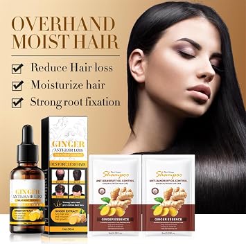 Ginger Anti-Hair Loss Oil and Shampoo, Hair Growth Serum Set, Ginger Extract Anti-Hair Loss Treatment Essence Set for Thicker, Stronger, Longer for Men and Women (1)