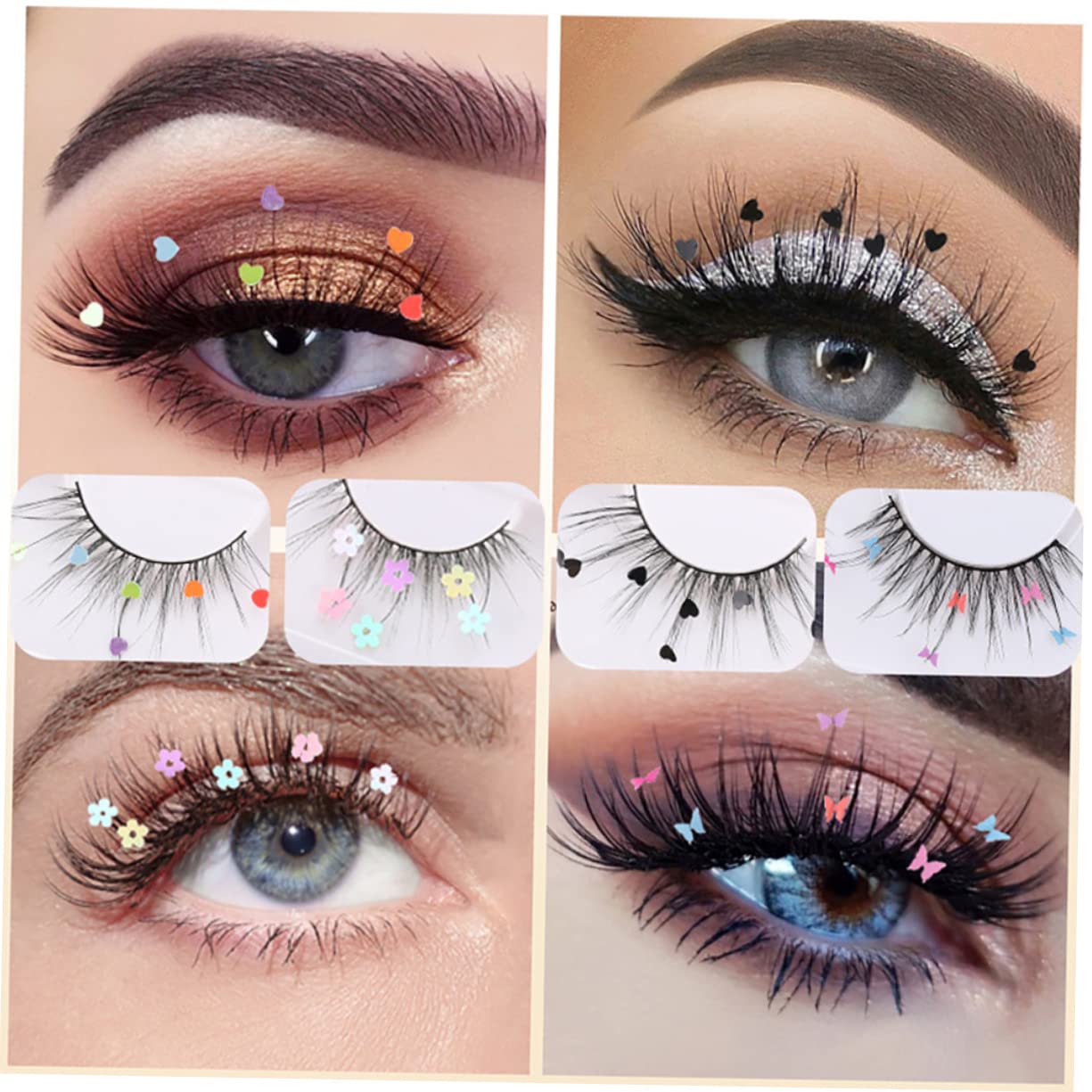 MAGICLULU 2 Set Di Ciglia Finte A Farfalla Ciglia Soffici E Glitterate Per Feste E Uso Quotidiano 4 Paia*2