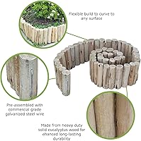 Vista 11 de Backyard X-Scapes - Tronco sólido de madera de eucalipto natural para bordes de jardín, césped, vallas, bordes, 72 pulgadas de largo x 6 pulgadas