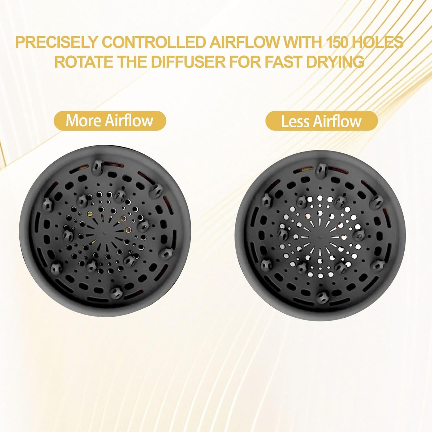 ヘアドライヤーディフューザー、カーリーヘア用ディフューザーアタッチメント、1.6~2.1インチヘアブロードライヤー用ユニバーサルディ