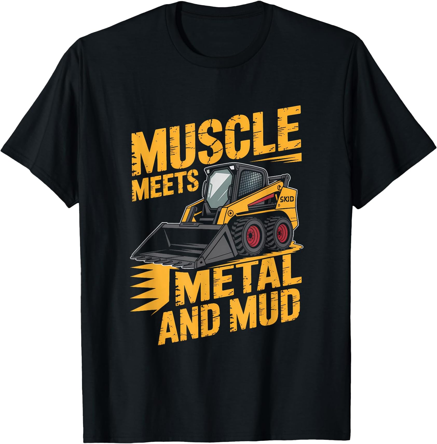 Skid Steer Loader Mulching Underbrush Grunge Look T-Shirt