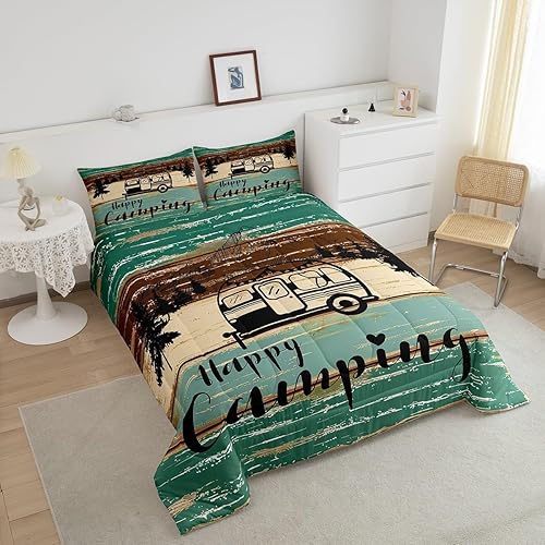 Miniatura 3 de Erosebridal Juego de edredón de camping tamaño individual, ropa de cama rústica de granja, ropa de cama vintage con estampado de puerta de granero,