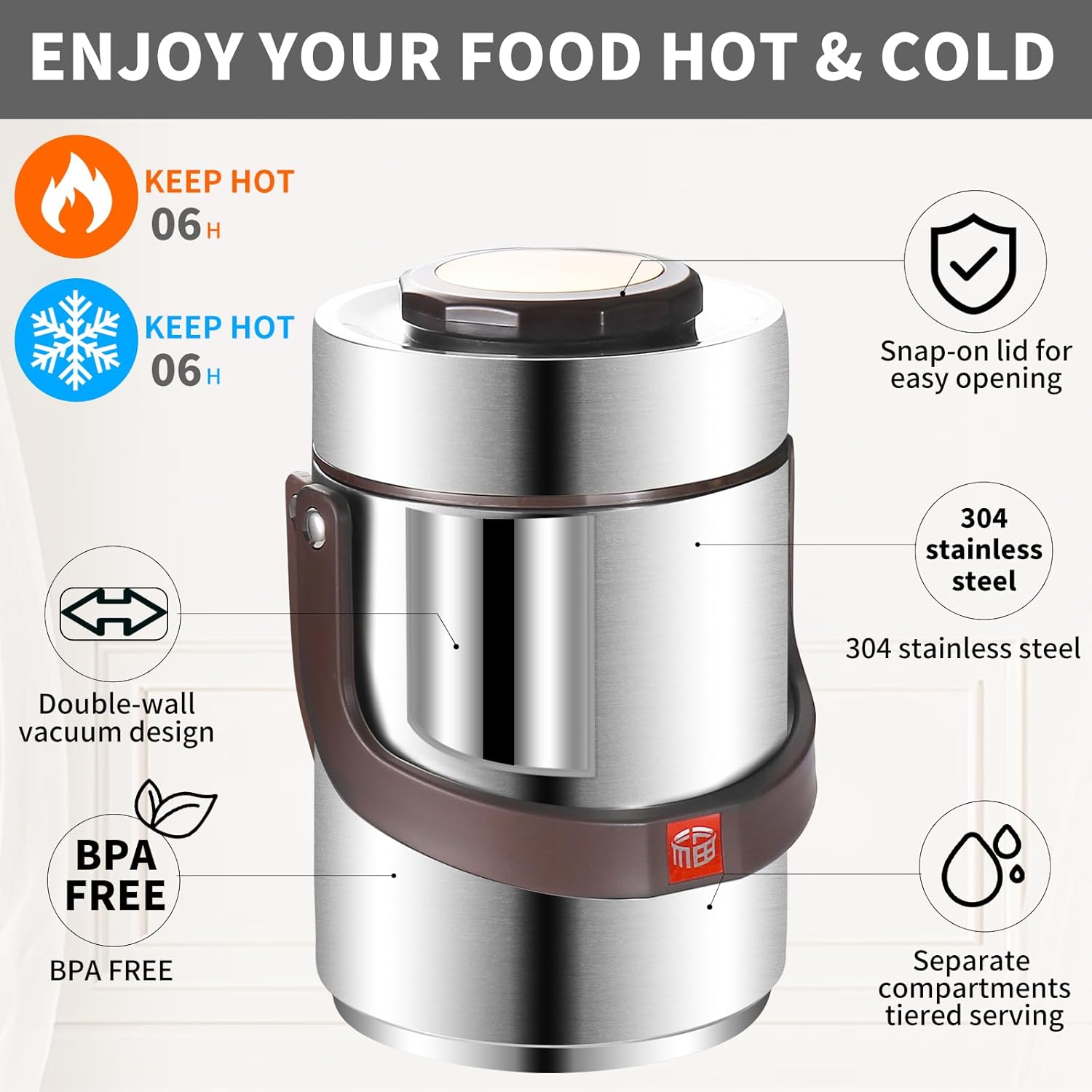 67 Oz Adults Stainless Steel Vacuum Soup Thermo For Hot Food with Inserts Stackable Bento Box and Lunch Bag,Width Mouth Portable Nsulated Food Jar Lunch Container (silvery, 67 oz)