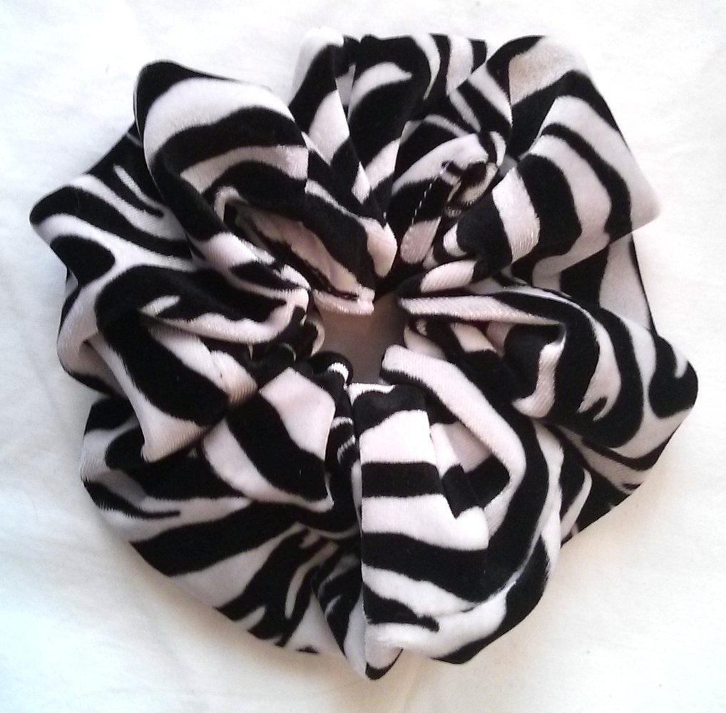 Zebra Velvet Hair Scrunchies-Full - Made in the USA