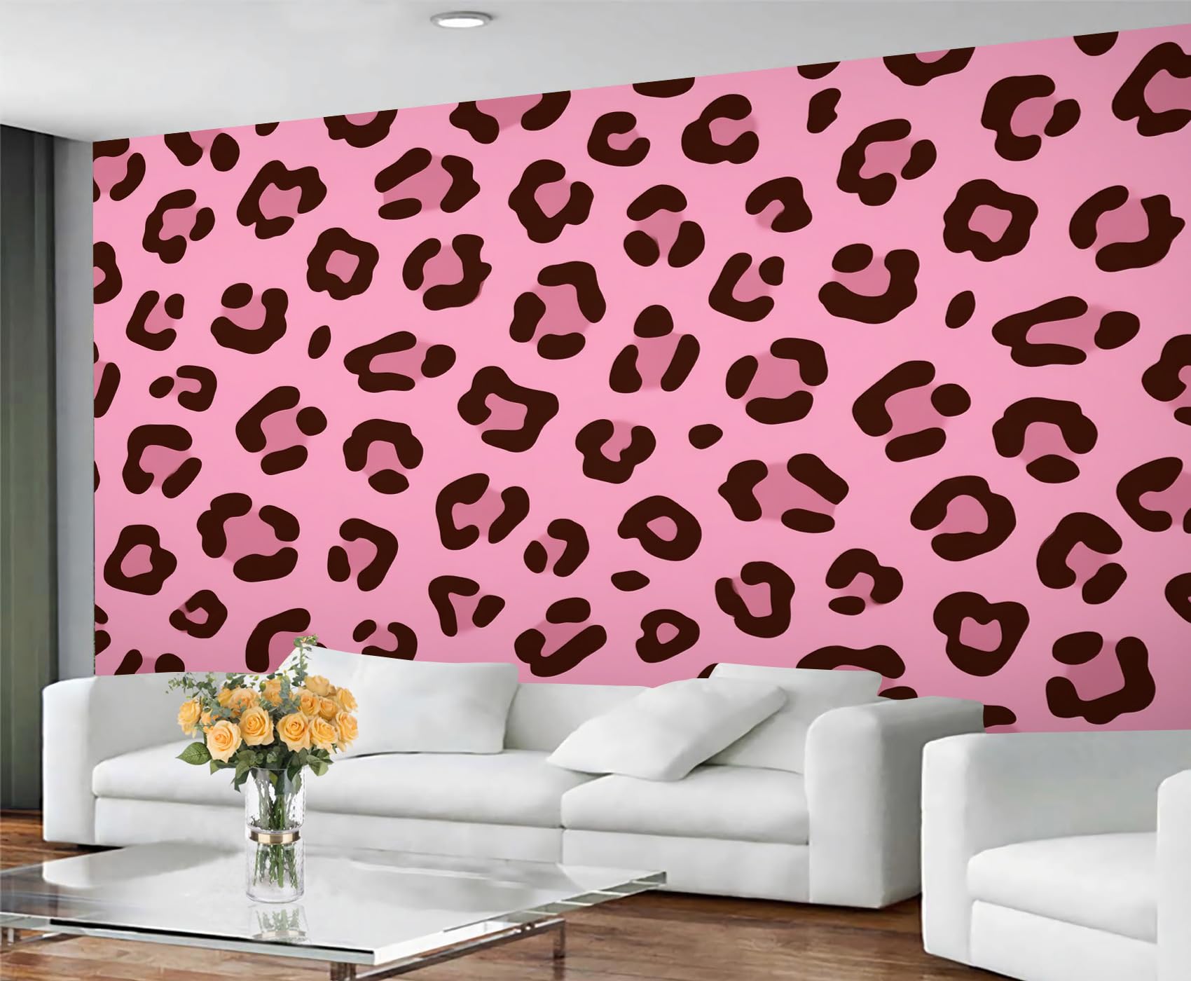 『 Pink Leopard family 』by Zuberi 60*60cm Amazon.com: Pink Leopard Print Wall Mural, Cheetah Print Murals