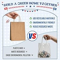 Vista 4 de Bolsas de papel kraft Mesha 5.25 x 3.75 x 8 pulgadas marrones pequeñas con asas a granel, paquete de 300 para pequeñas empresas, recuerdos