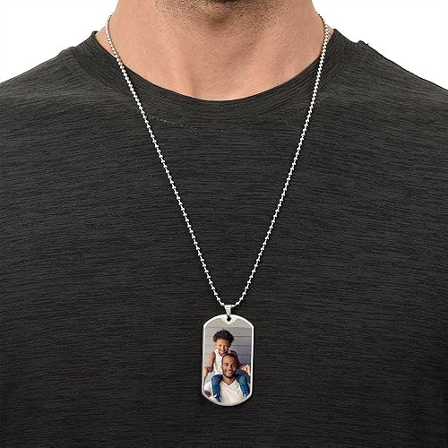 Miniatura 5 de Hilis Jewelry Collar personalizado con etiqueta de perro para papá, collar con foto personalizada con texto grabado, regalos personalizados para