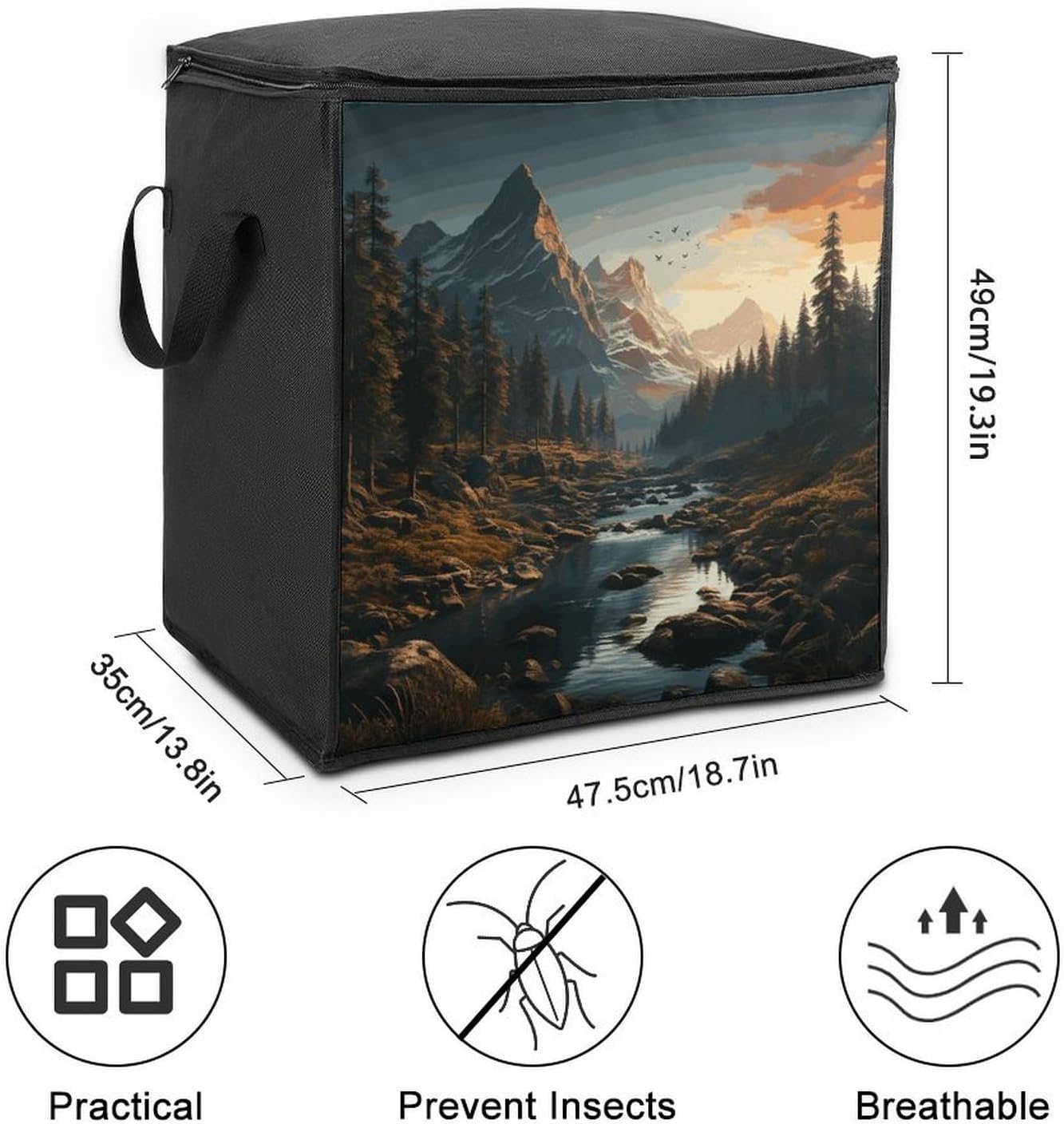 Large Wilderness Storage Bags with Handle Foldable Closet Organizers Clothes Storage Bins Bedding Storage Containers Fabric Moving Bags Blanket Comforter Storage Bag 70L