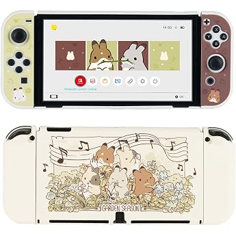 GeekShare Cute Protective Case Cover Compatible with Switch/OLED - Shock Absorption and Anti-Scratch Skin Case for OLED/Switch - Garden Season for OLED Model