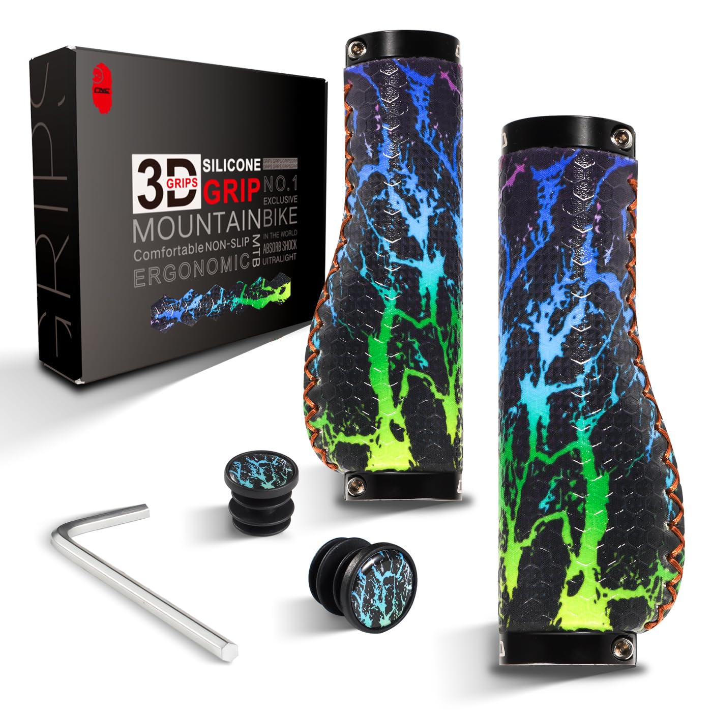 Manopole Bici MTB In Silicone - Ergonomiche Con Doppio Serraggio (135 Mm) - Foto 4