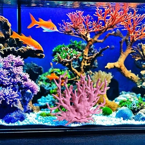 Cadzyre Holz Aquarium Dekoration Gefälschte Koralle, Garnelen Aquarium & Aquarienpflanze Echt, Geeignet für kleine bis mittlere Aquarien (rosa, 12cmX15cm)