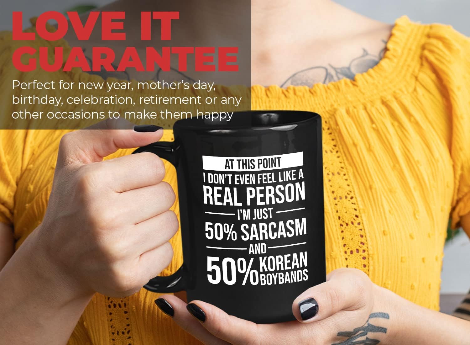 Bubble Hugs Rude Sarcasm Coffee Mug 15oz Black - Sarcasm and Korean Boybands - Korean Lover KDrama Addict KPop Not Myself Sassy