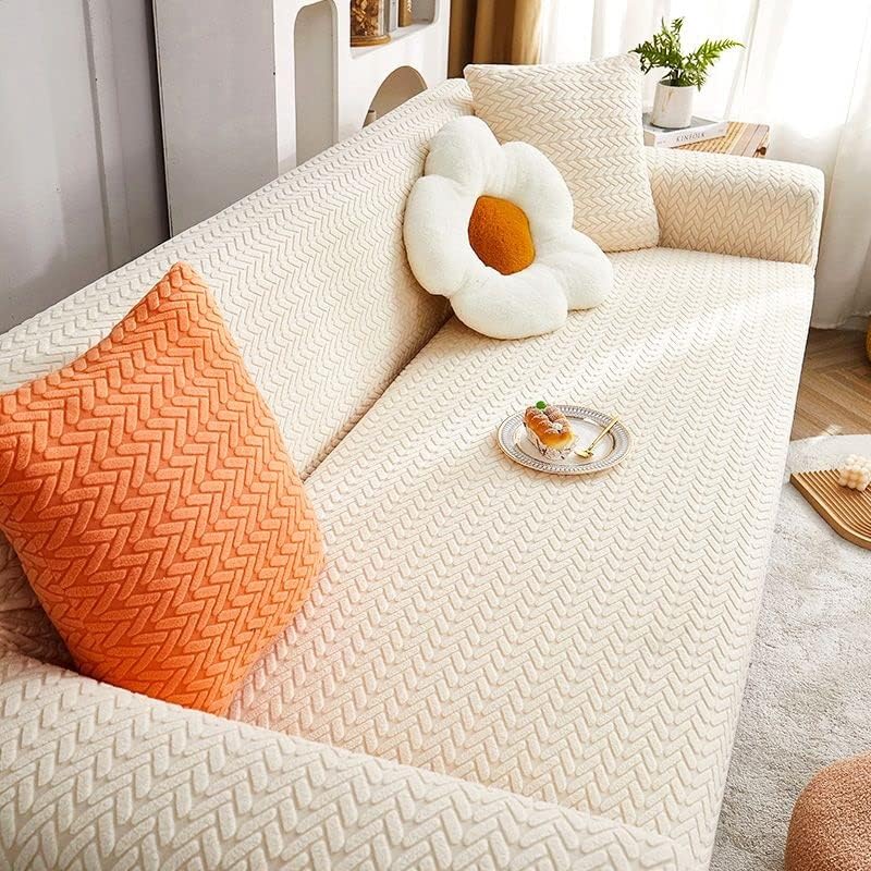 Miniatura 1 de zyhfcfff-sd Funda para sofá de 1, 2, 3, 4 y 5 plazas, protector de muebles de terciopelo grueso de lujo, funda de color sólido, funda elástica para