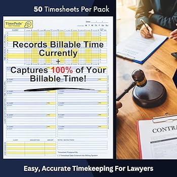 TimePads: "Check-The-Box" Time Sheets For Lawyers. Effortless Timekeeping For Attorneys. (Pad Of 50 Time Sheets). 8.5x11". Made In USA