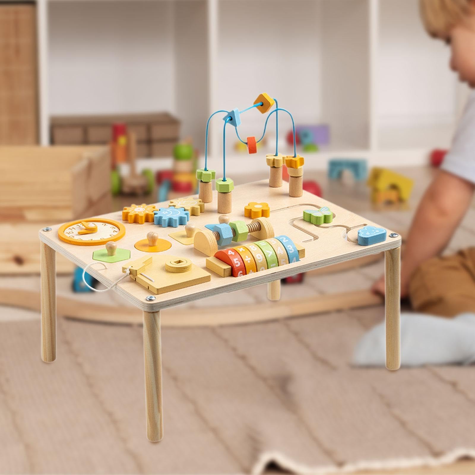 Mesa de Actividades para Bebés, Juguete Sensorial, Cubos de Actividades para Niños, Forma Educativa