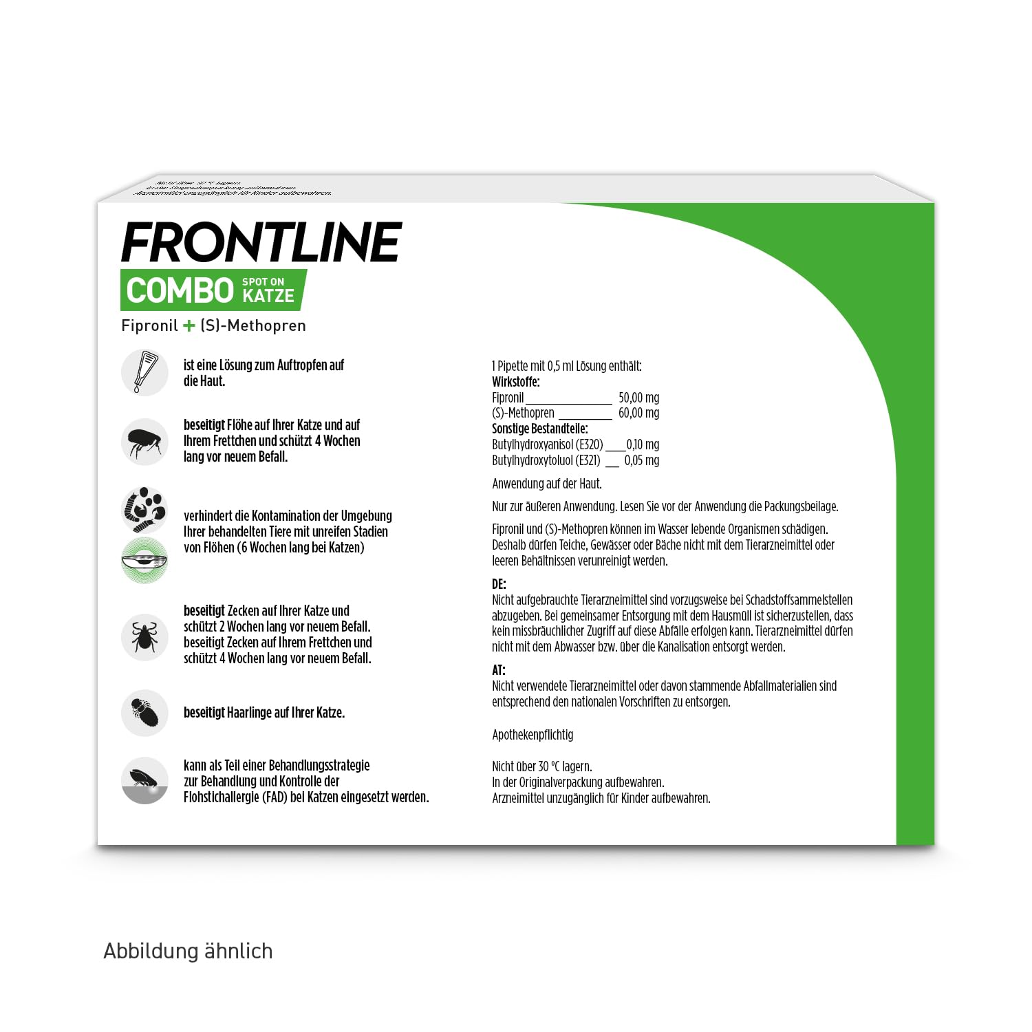 FRONTLINE Combo Katze gegen Zecken, Flöhe & Haarlinge (für Jede Größe & Gewicht) - 6X Pipetten für bis zu 6 Monate Schutz - auch gegen Floheier, Larven & Puppen im Haushalt - wasserfest