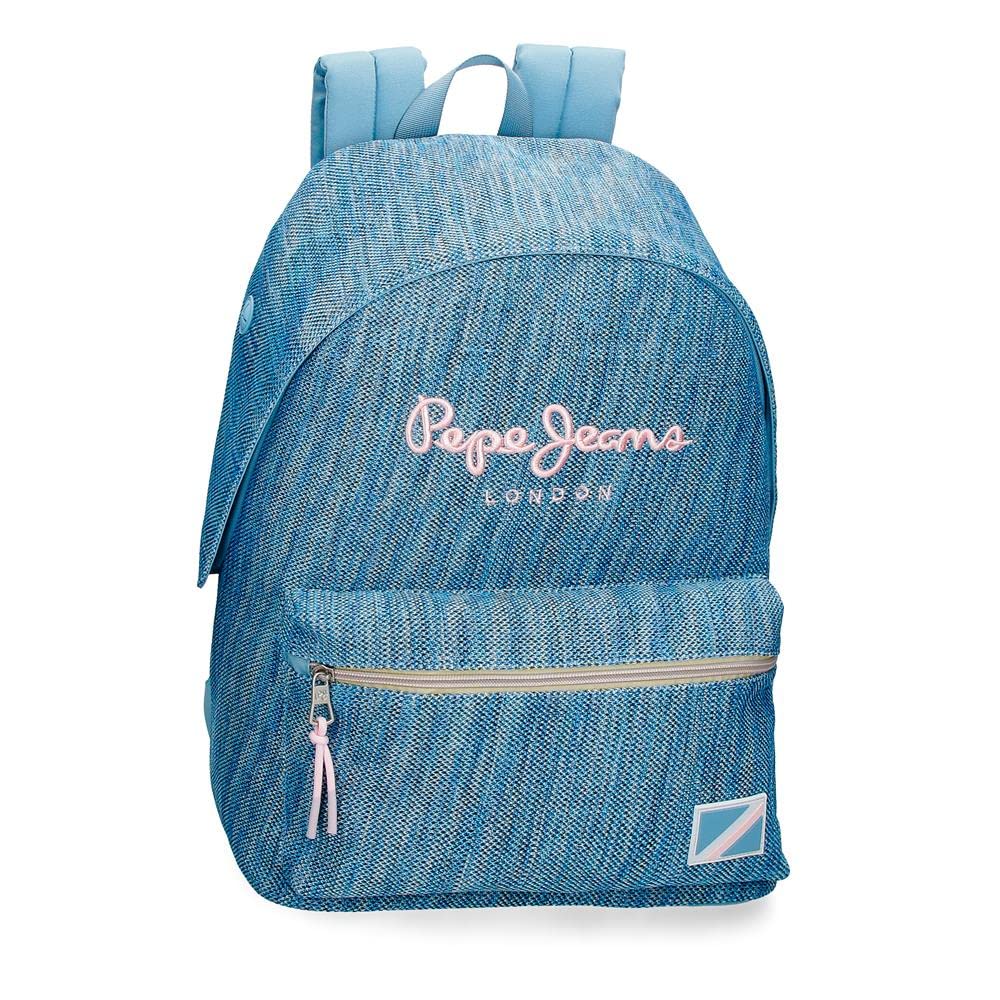Pepe Jeans Lena Mochila Escolar Azul 31x42x17,5 cms Poliéster