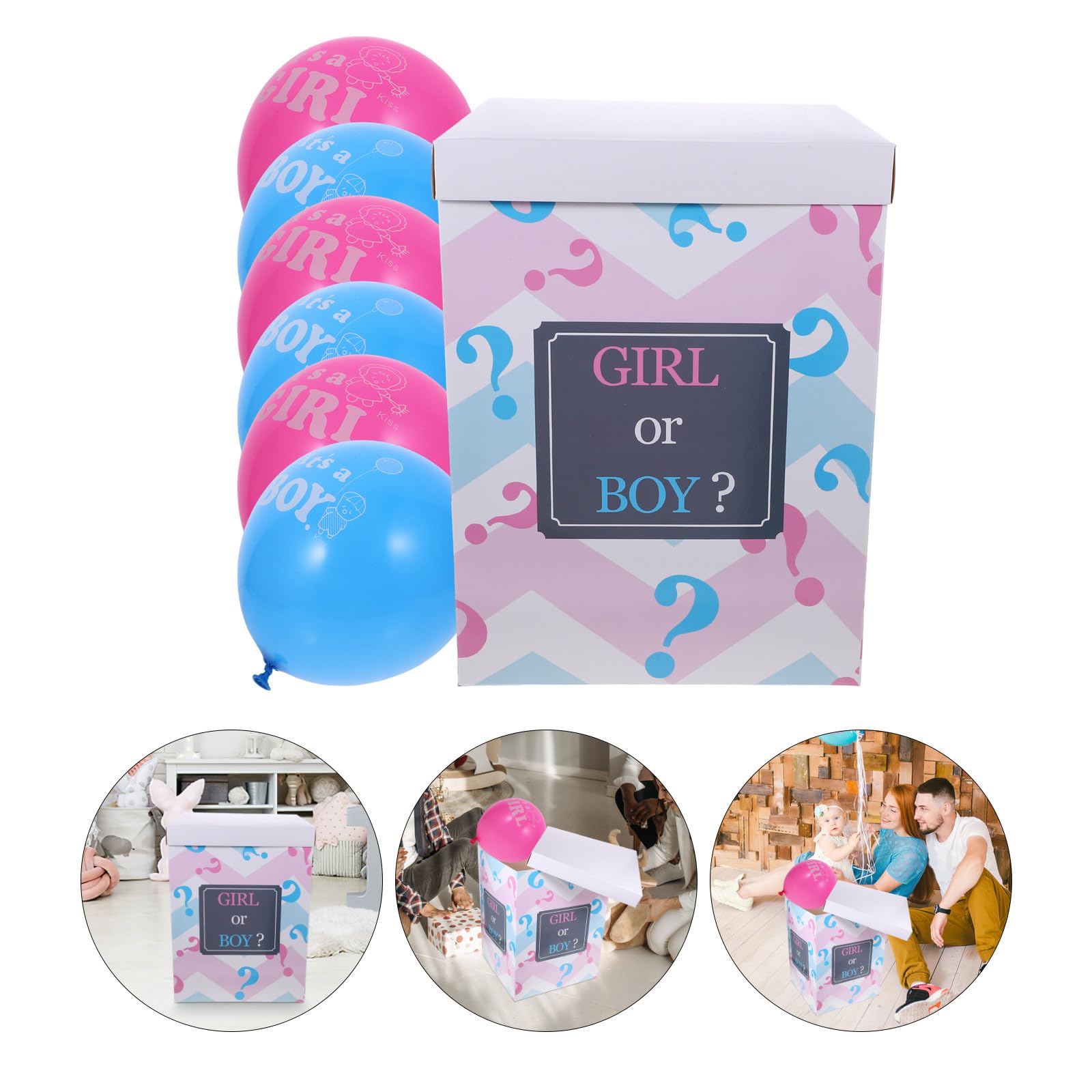 SUPVOX de revelación de género para Baby Shower – Kit de decoración con 6 globos (azul y rosa) – Sorpresa para anuncios de sexo bebé – 40 x 30 x 30 cm