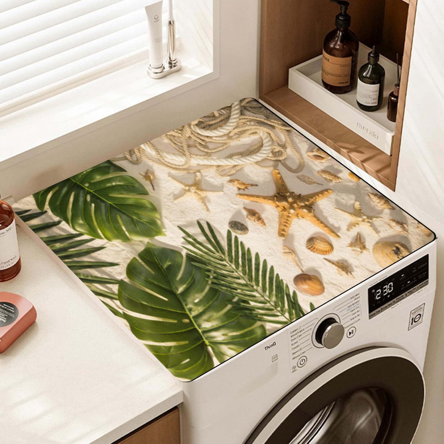 Waschmaschinenauflage 60x60cm,Abdeckung für Waschmaschine,Waschmaschinenabdeckung Universal,Waschmaschinen Auflage Weiche und Zuschneidbare,Waschmaschinenbezug für Waschmaschine Trockner