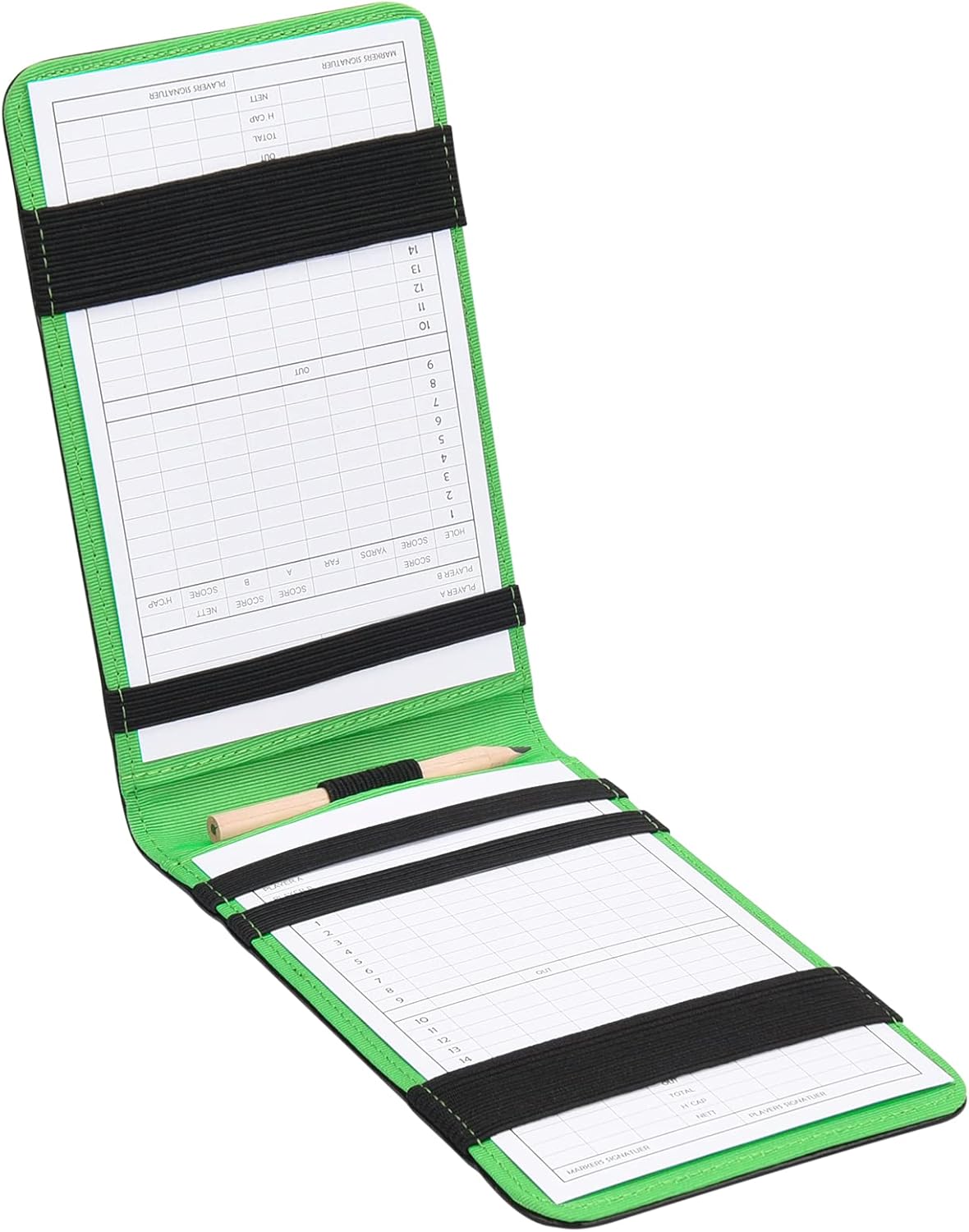 BIG TEETH Golf Scorecard Holder Yardage Book Cover Golf Scorecard Book, Lucky Clover Golf Accessories, Golf Yardage Book Cover with a Free Pencil Fits Your Back Pocket