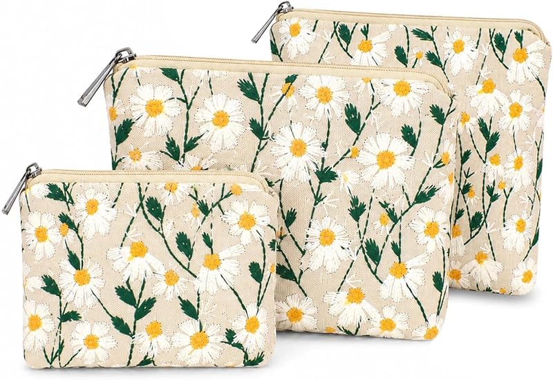 Conjunto com 3 necessaires cosméticas BBORGDC com estampa floral e zíper