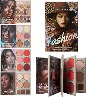 Sminkbokspalett, sammanfogad 4-lagers belysare | Blush Palette och Illuminator - för kvinnor flickor födelsedag jul bröllop fest möte shopping semester
