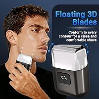 Vista 4 de Electric Foil Shavers for Men: Mini Electric Razor with 3 Floating Blades, LED Display, Dual Speed - IPX7 Waterproof Wet/Dry Cordless Razor, USB