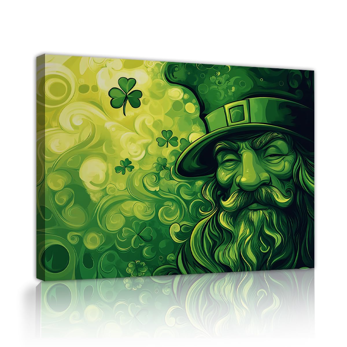 TOANGWALL St. Patrick's Day obraz na płótnie zielony kapelusz i broda wirujący wzór świąteczny irlandzki obraz ścienny obraz na ścianę plakat druk do dekoracji salonu 40 x 50 cm