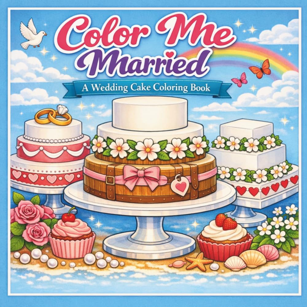 Color Me Married: A Wedding Cake Coloring Book: A Sweet Journey Through Wedding Cake Bliss
