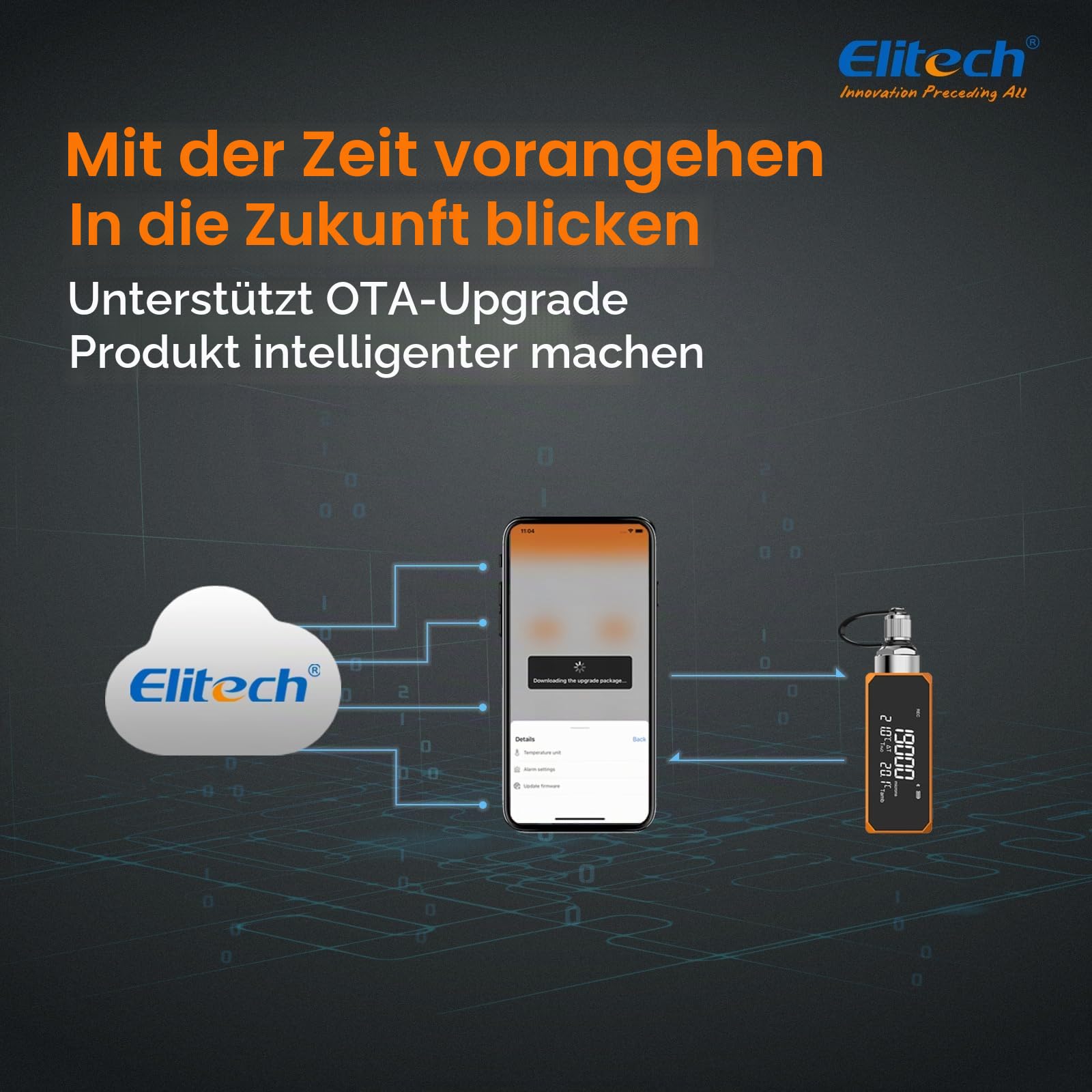 Elitech Digitales HVAC Vakuummessgerät, App-Unterstützung, Offline-Aufzeichnung mit Berichterstellung - Ideal für Klimaanlagen, Autos, Wärmepumpen.