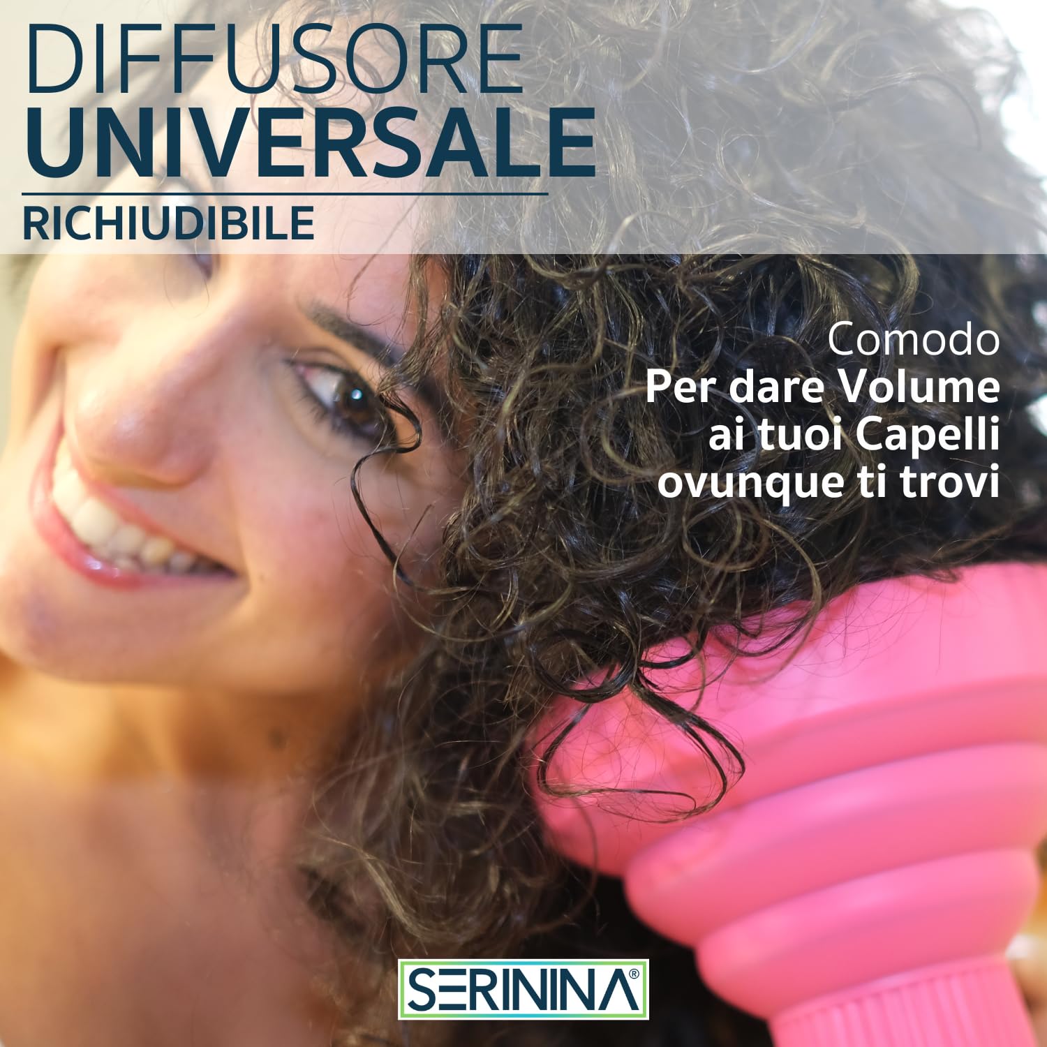 Diffusore Universale Capelli Ricci Phon - Accessori Asciugacapelli per farti bellissima - Con sacchetto - da Viaggio (ROSA | DIAMETRO 4-5,5 cm)