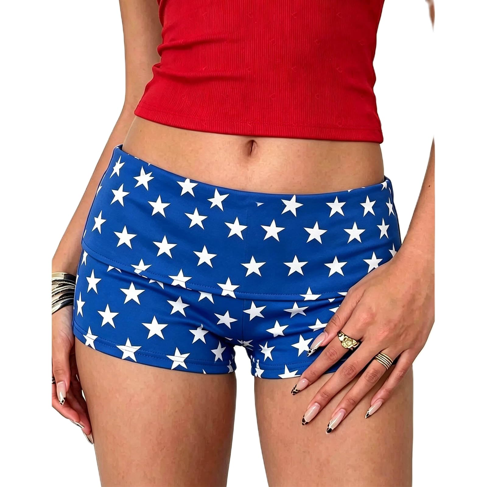 Lshyuehao Women Blue Stars Wonder Shorts Halloween Superheroes Cospaly Bottom Costume (H-Blue, S) — image 1