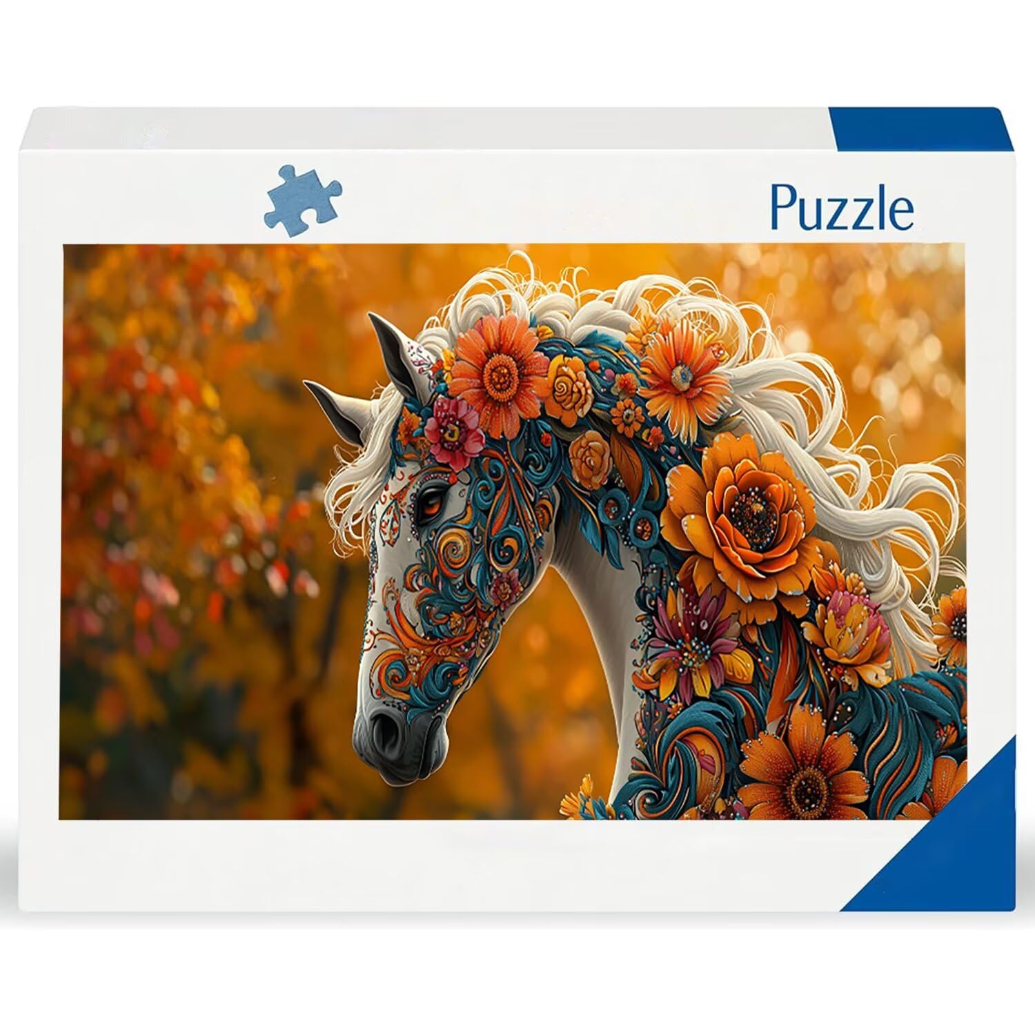 Puzzle de Madera para Adultos 900 Piezas - Caballo de Flores, Obra de Arte de Juego de Rompecabezas para Adultos, Puzzle de Impresión de Alta Definición Multicolor, Pasatiempo Creativo Regalo b-457