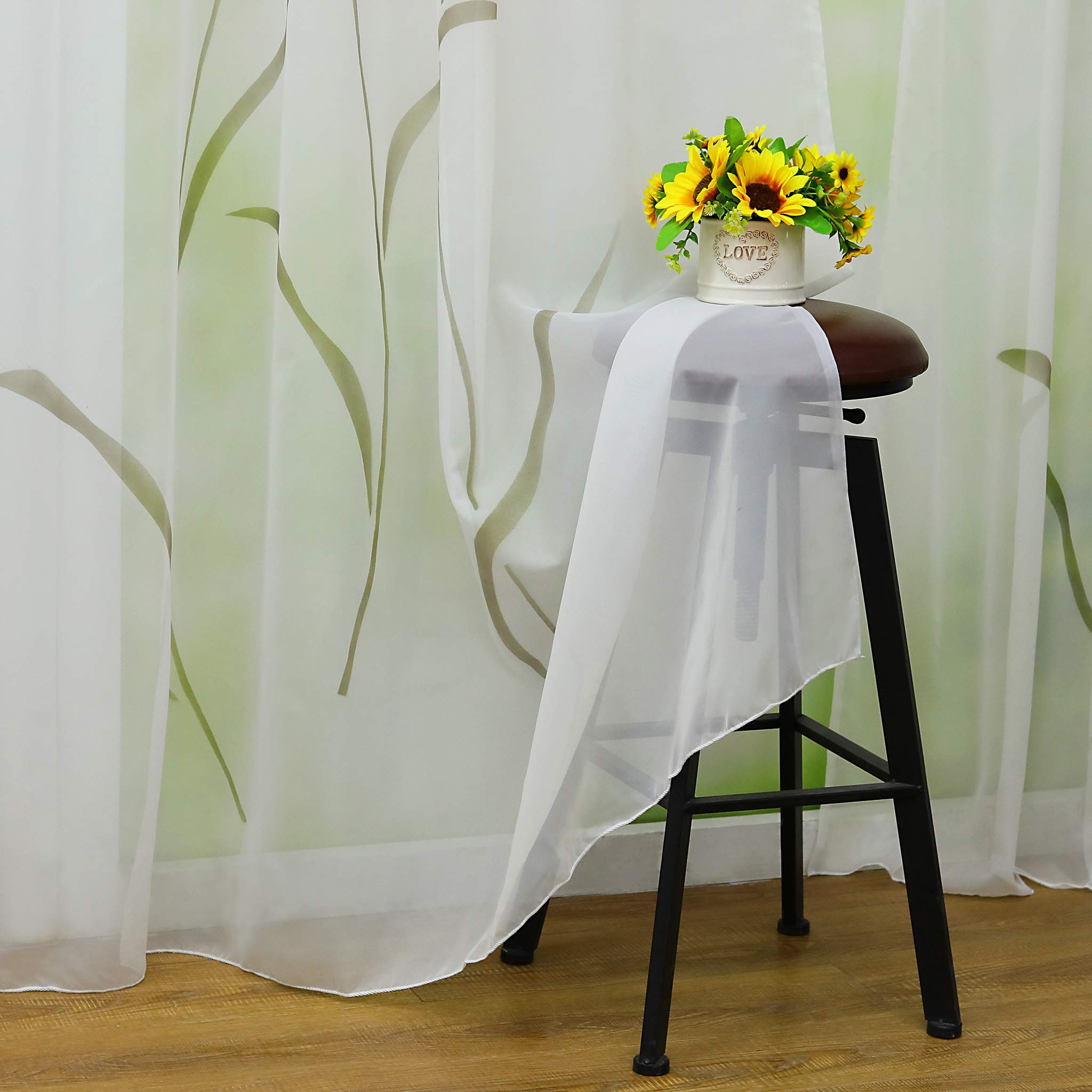 ESLIR Tenda Voile Floreale Con Passanti 150x175 Cm: Trasparente E Colorata Per Finestre Soggiorno - 5