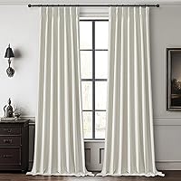 Vista 48 de Cortinas opacas térmicas 100% de 84 pulgadas de longitud, juego de 2 paneles para dormitorio, cortinas de ventana de lino con pinzas plegadas