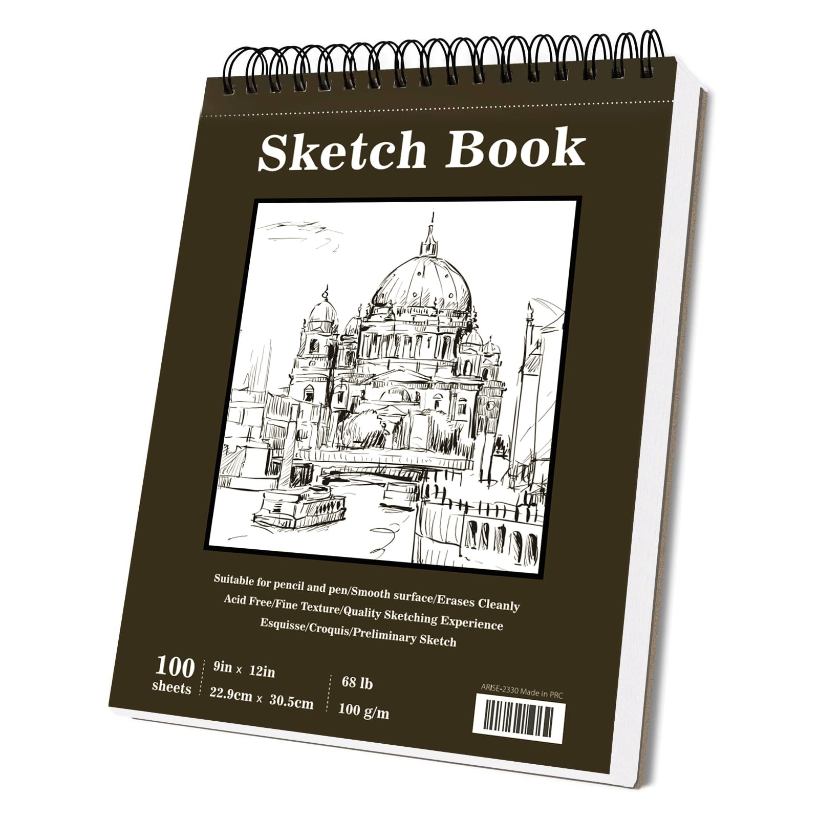 2pcs 9" x 12" Sketchbook, Top Spiral Bound Sketchbook,100 Sheets 68lb/100gsm Drawing Paper, Drawing Book for Kids Students Adults Beginners