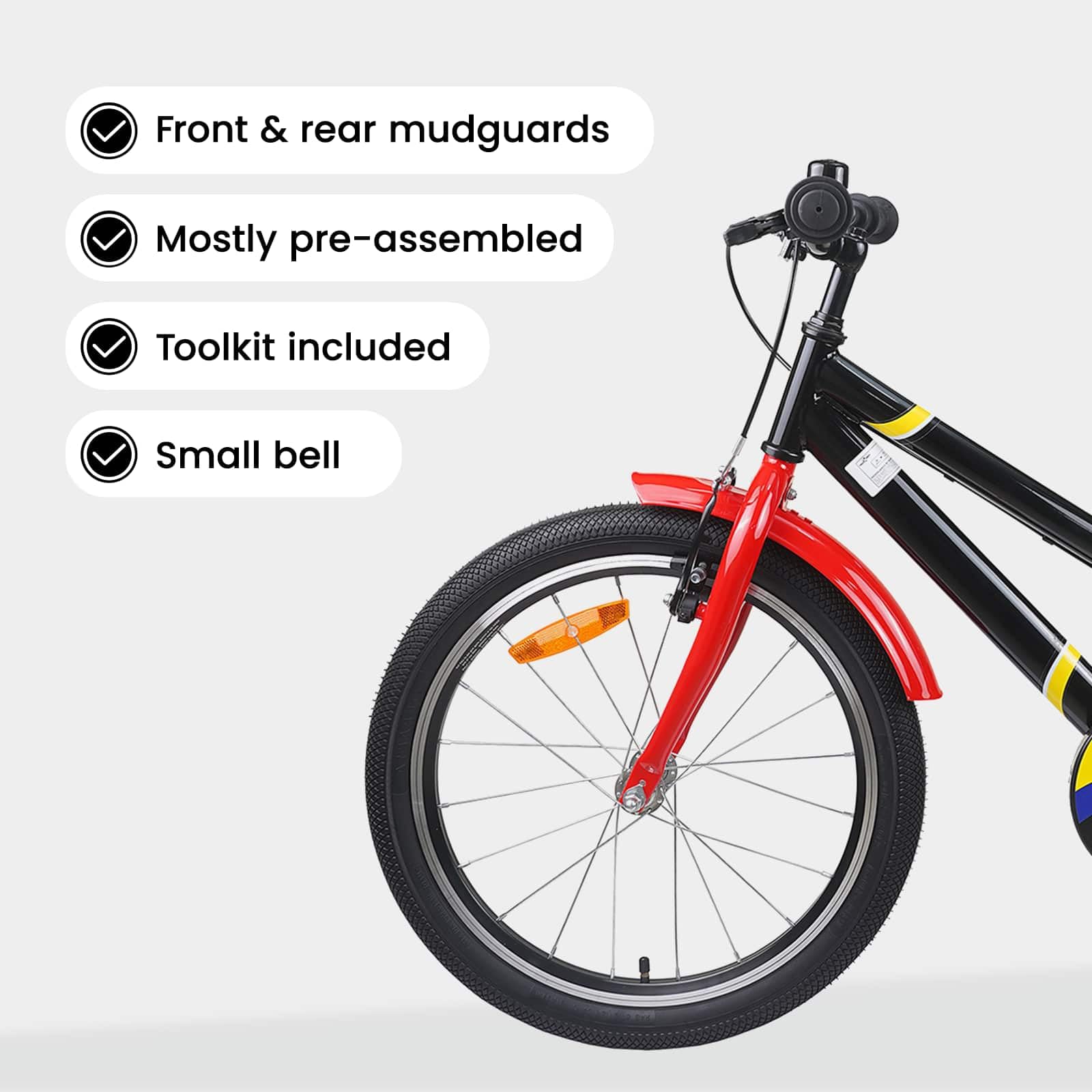 vidaXL Bicicletta Bambino 24 Pollici per 8-12 Anni Nero Rosso, Bicicletta Bambino Classica, Bici di Avvio Sicuro, Telaio in Acciaio, Sella Regolabile, Sistema di Frenatura Semplice