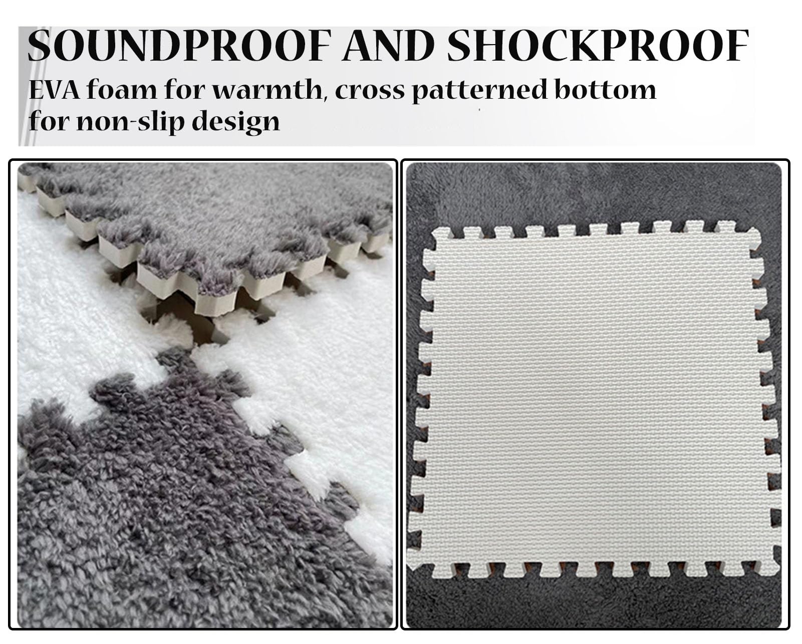 Splice Interlocking Carpet 16 Pezzi Tappetino in Schiuma Patchwork di Peluche, Tappetino in Peluche Quadrato Puzzle, Tappeto in Schiuma Antiscivolo,Dark Curry+Grey-0.6cm