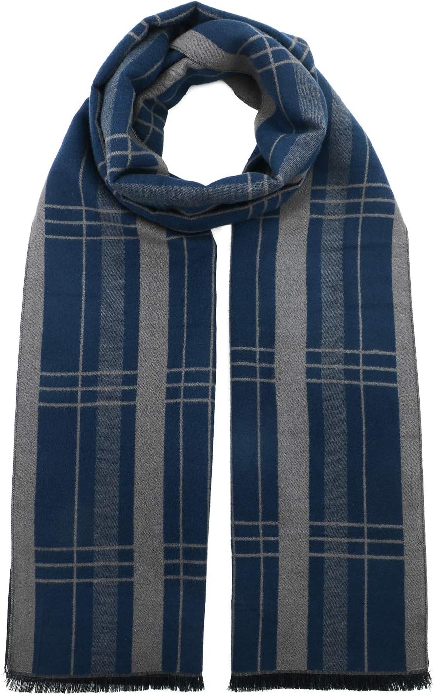 American Trends Mens Winter Warm Long Soft Scarf Plaid Tassel Scarf for Men Soft Classic Scarves - Image 3